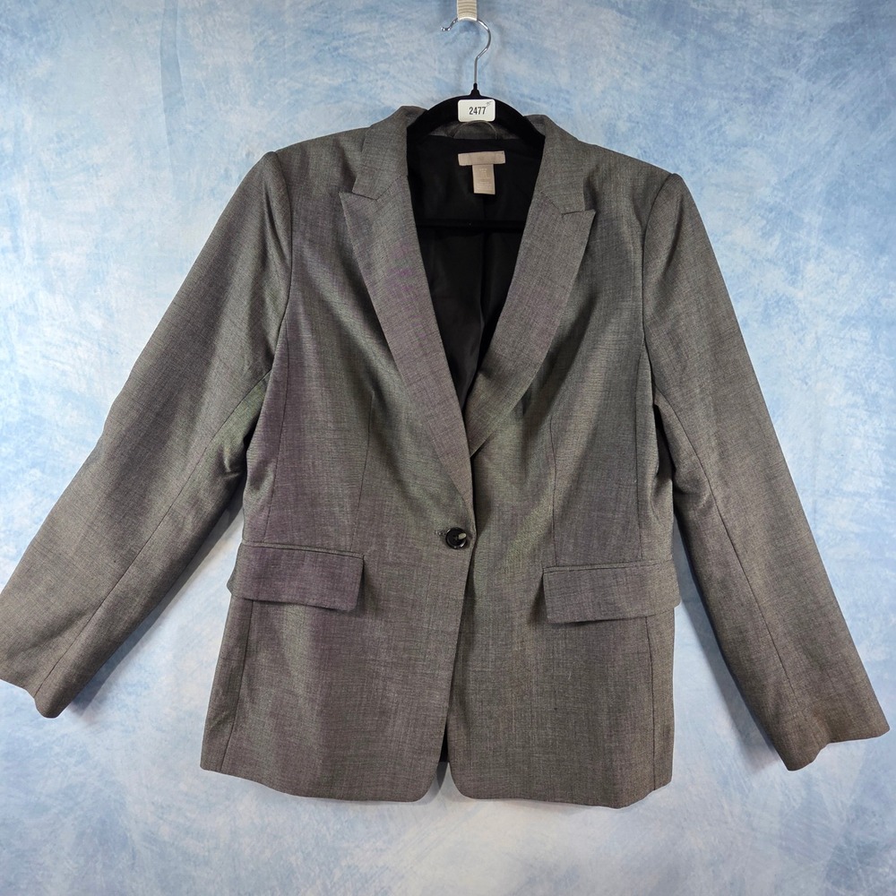 HM Womens Gray Iridescent Single Button Blazer Jacket Size M Medium Professional